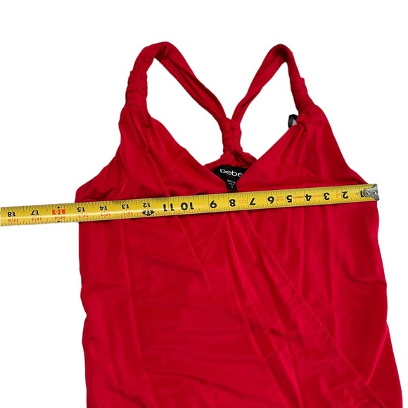 Bebe Red Halter V neck Bodysuit Top Size Small - Picture 11 of 17